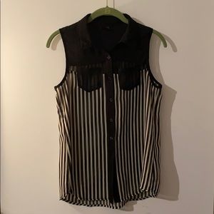 Black and white striped sheer top